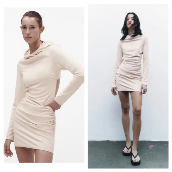 Zara NWT hooded dress open back long sleeve size small - Picture 2 of 12